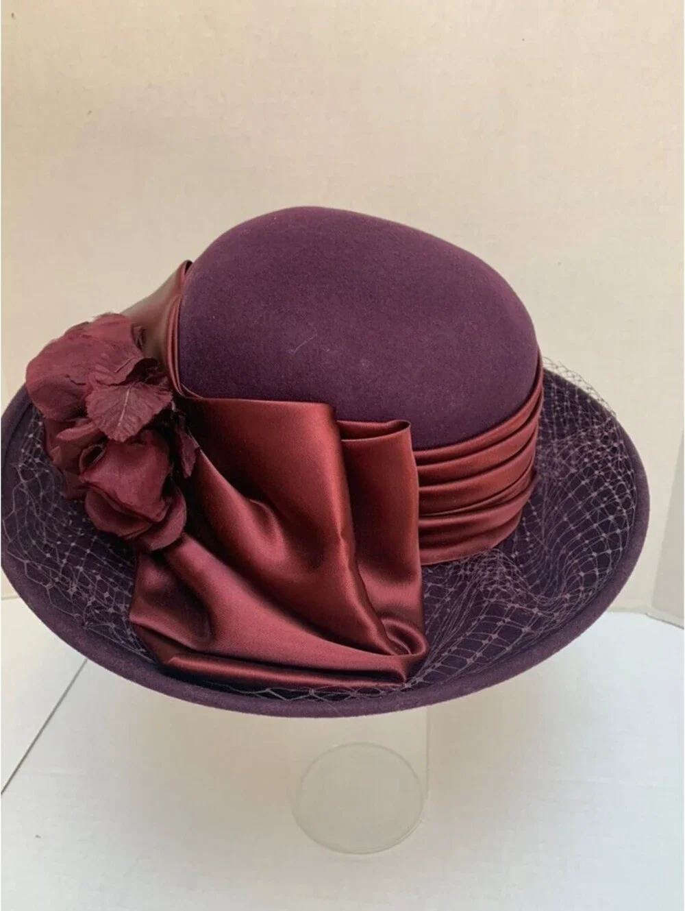 Vintage Plaza Suite by Betmar 1970-80s Deep Purple/Eggplant Hat with Ribbon